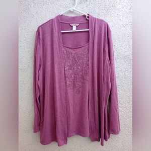 Open Pink Cardigan and Top One Piece Casual Party Office Work Any Occasion